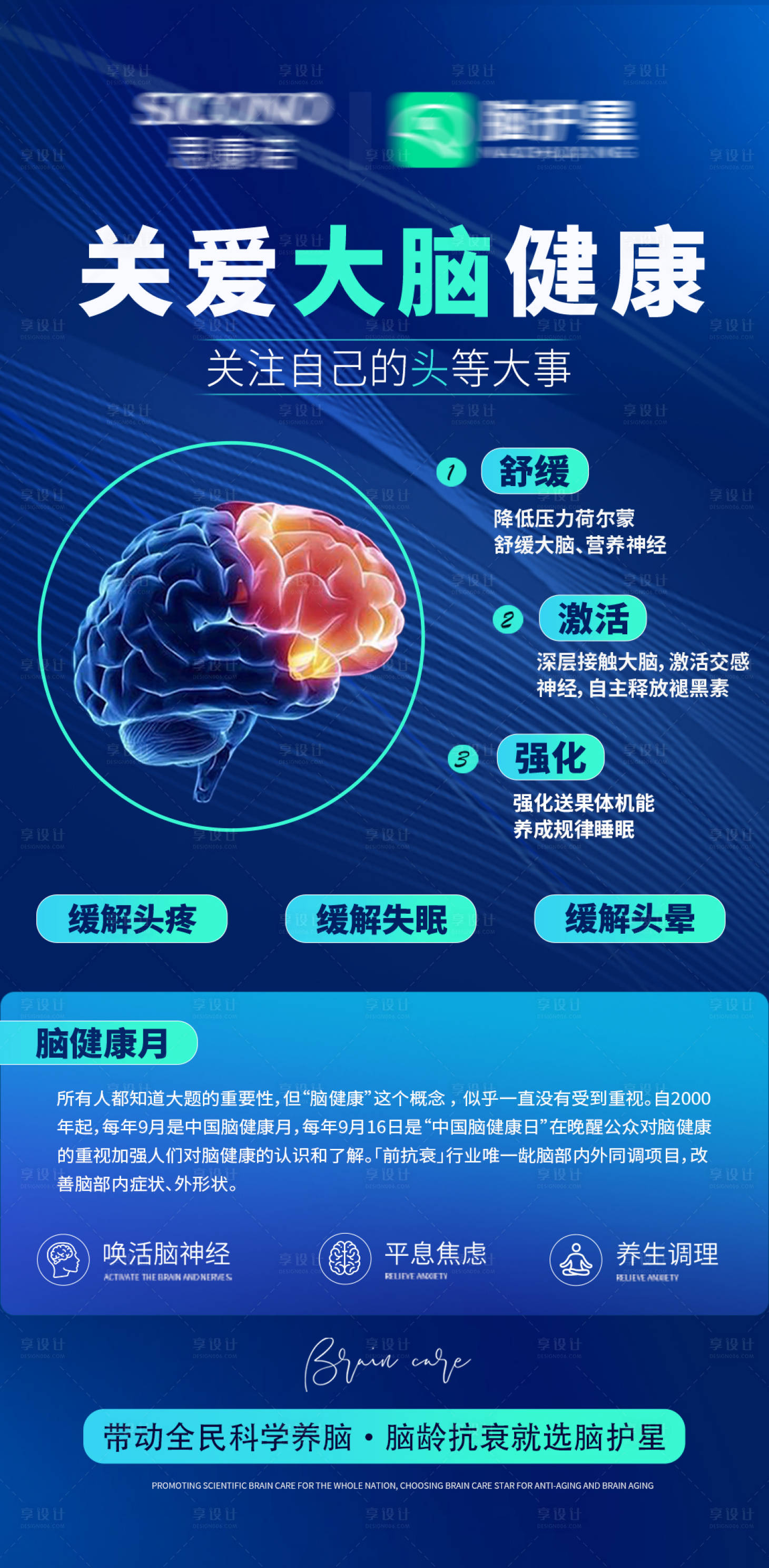 源文件下载【享设计】搜索编号：94470035913507055【脑部健康脑抗衰海报】