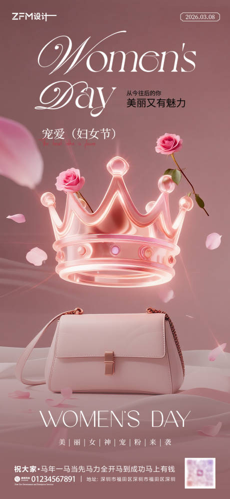 源文件下载【享设计】搜索编号：53870035650826148【三八妇女节王冠海报】