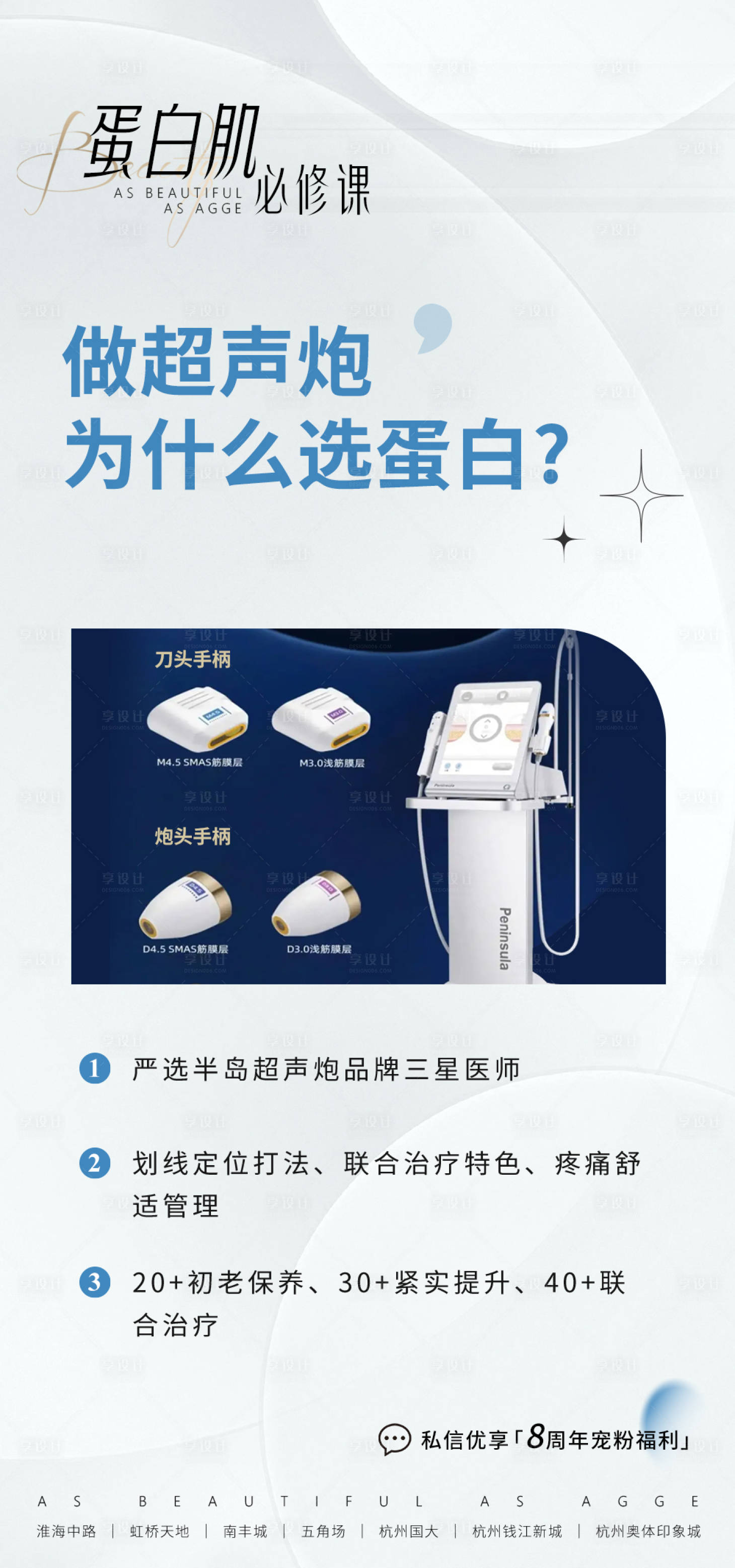 源文件下载【享设计】搜索编号：12960035773788049【简约高端清新医美美业超声炮科普海报】