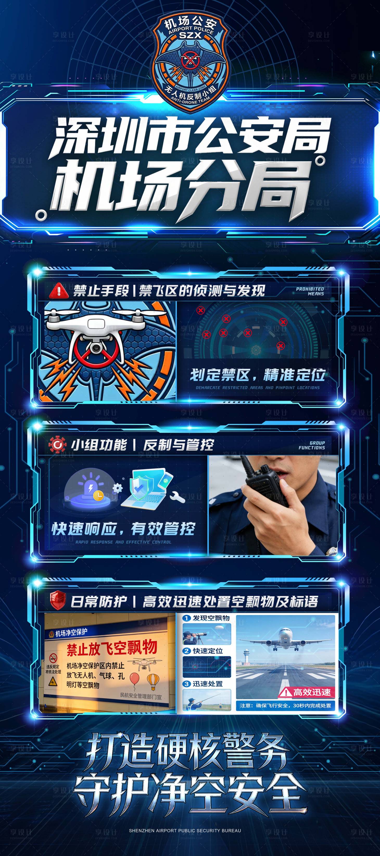源文件下载【享设计】搜索编号：98630035883666820【政府航空机场无人机反制展架】