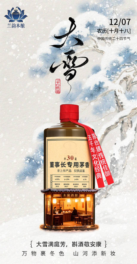 源文件下载【享设计】搜索编号：48620035828557520【白酒大雪海报】
