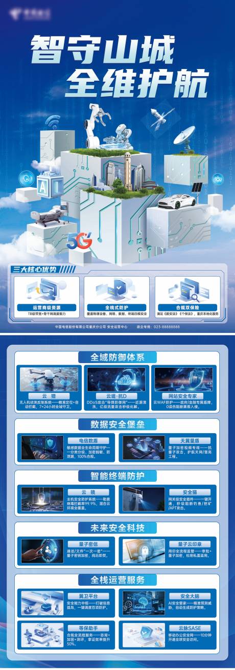 源文件下载【享设计】搜索编号：89420035867917821【通讯智守山城长图海报】