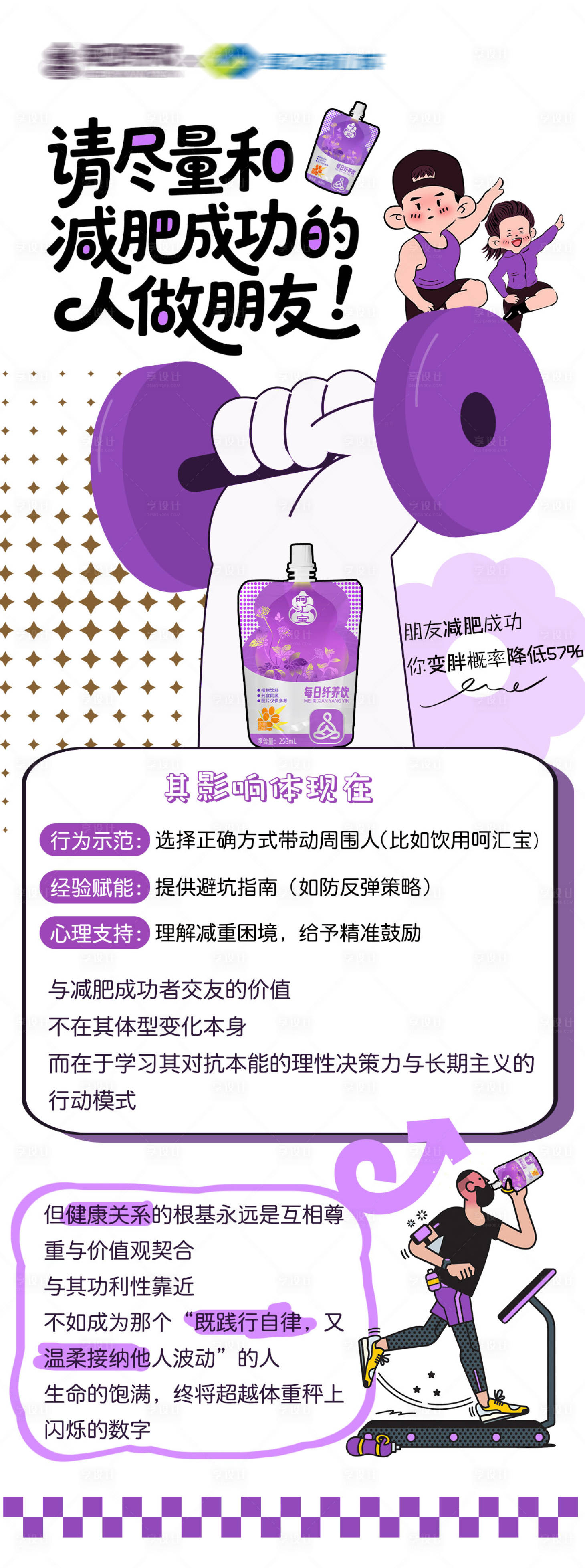 源文件下载【享设计】搜索编号：15260036027972247【减肥手绘长图海报】