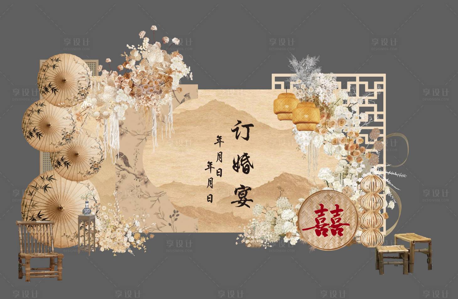 源文件下载【享设计】搜索编号：60190036016802241【浅色系婚礼美陈设计】