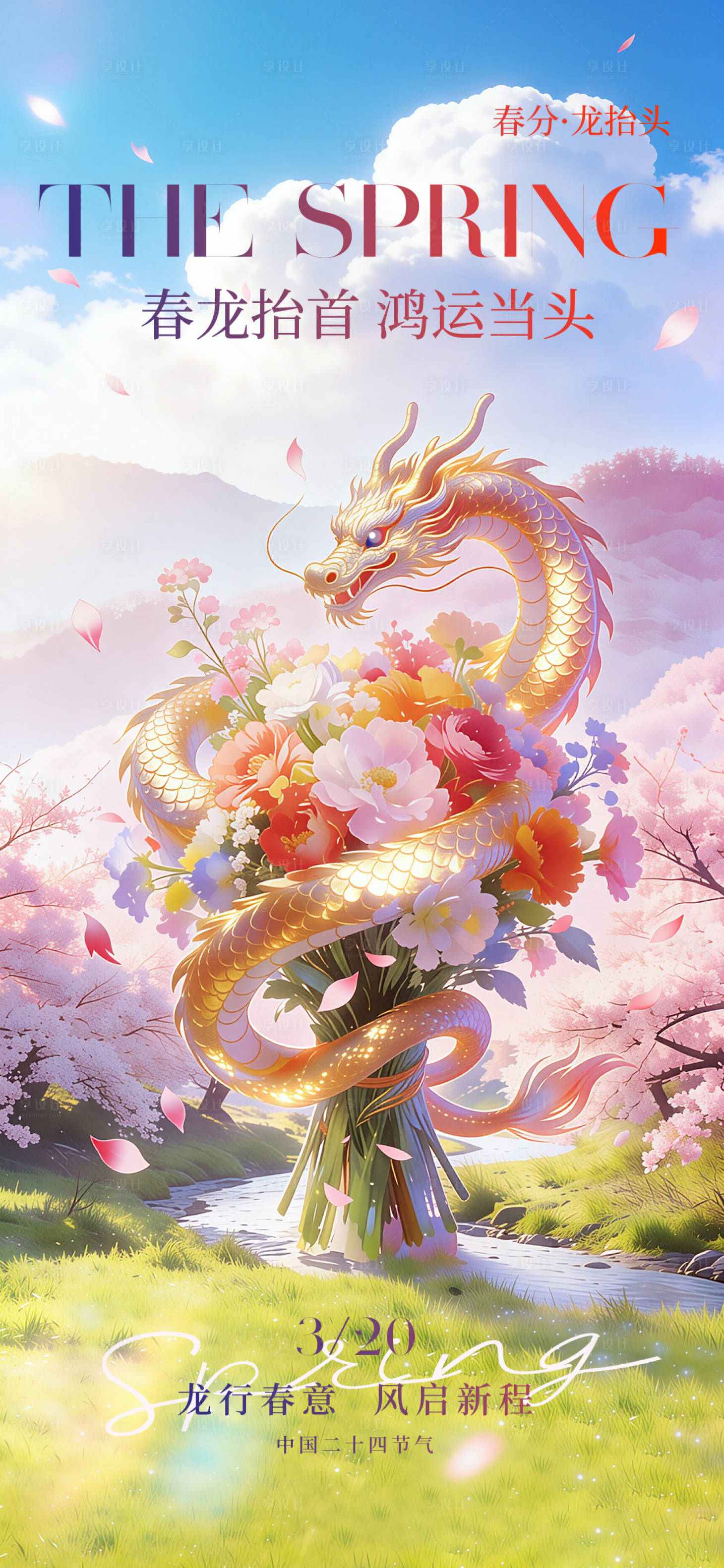源文件下载【享设计】搜索编号：38000035808663748【春分龙抬头海报】