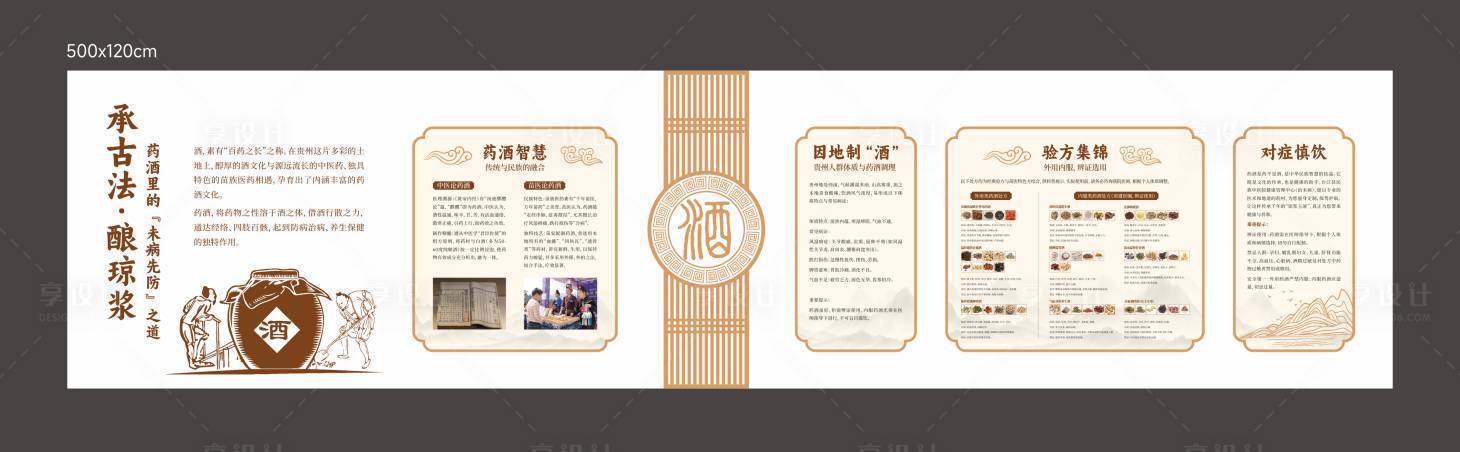 源文件下载【享设计】搜索编号：14700036156205220【中医药酒文化墙】
