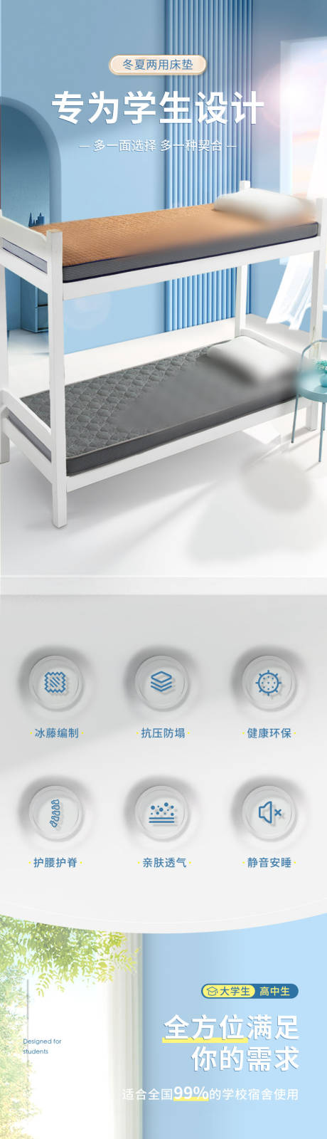源文件下载【享设计】搜索编号：72950035905443106【家纺类产品学生床垫详情页】