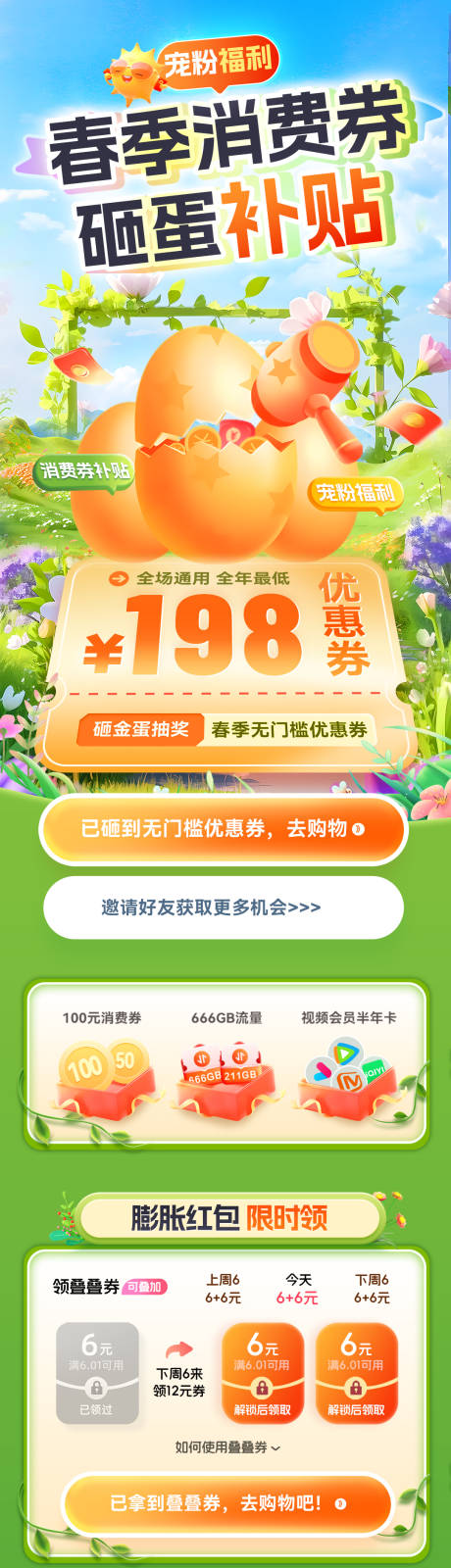源文件下载【享设计】搜索编号：53760036116977027【春季消费券砸金蛋补贴活动海报】