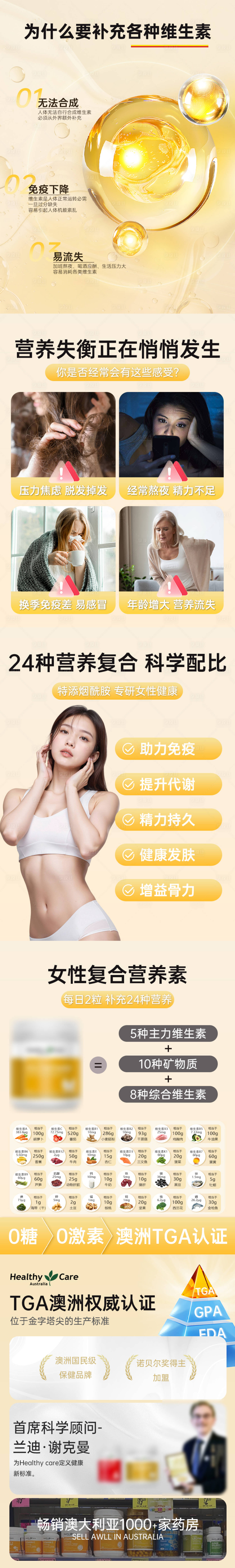 源文件下载【享设计】搜索编号：83210035859818357【电商女性维生素长图海报】