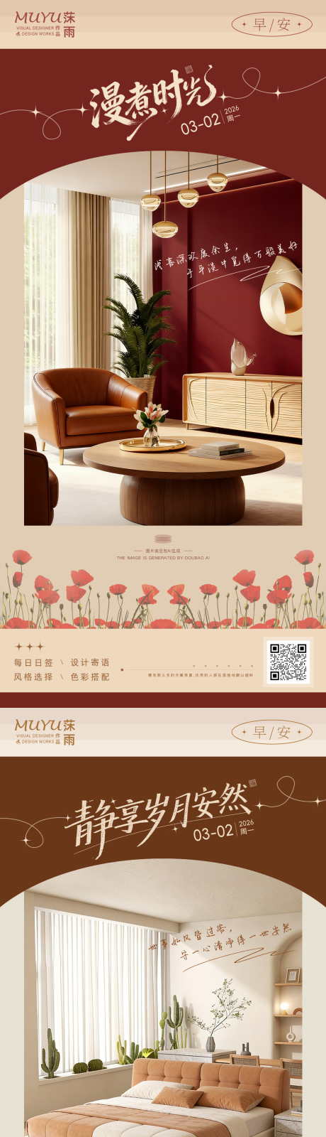 源文件下载【享设计】搜索编号：92750035617109649【早安励志家居家装日签海报】