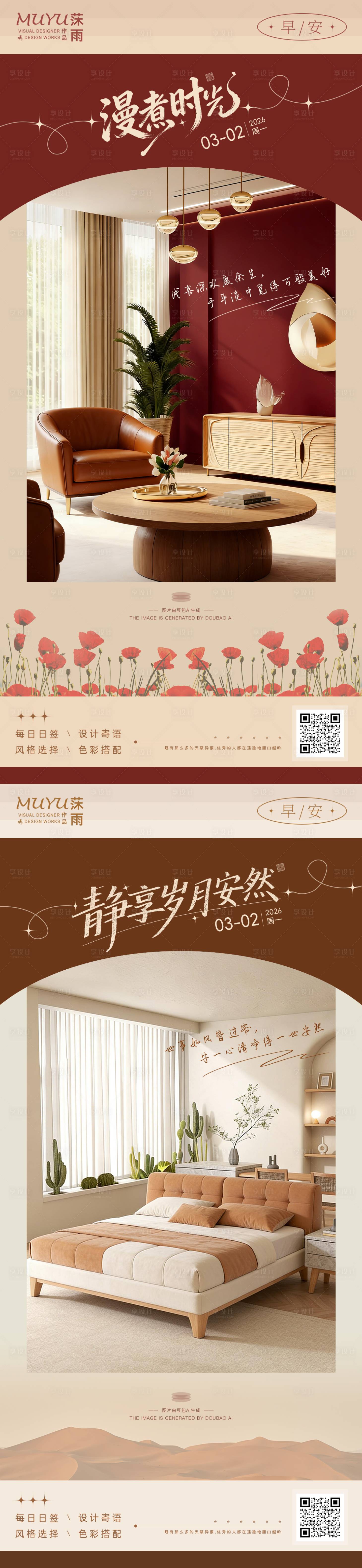 源文件下载【享设计】搜索编号：92750035617109649【早安励志家居家装日签海报】