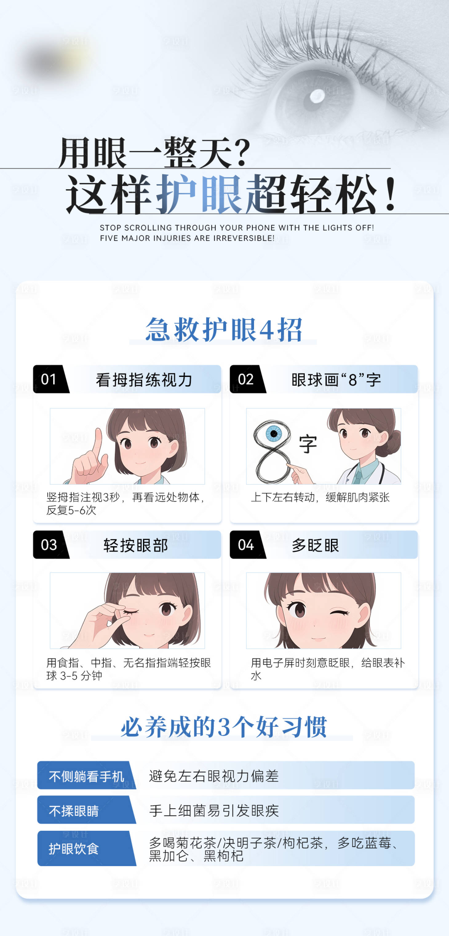 源文件下载【享设计】搜索编号：81460035825266454【护眼科普海报】