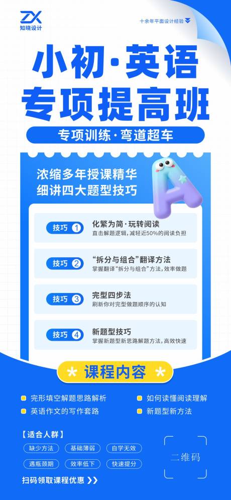 源文件下载【享设计】搜索编号：95650036121038967【小初英语专项提高班海报】