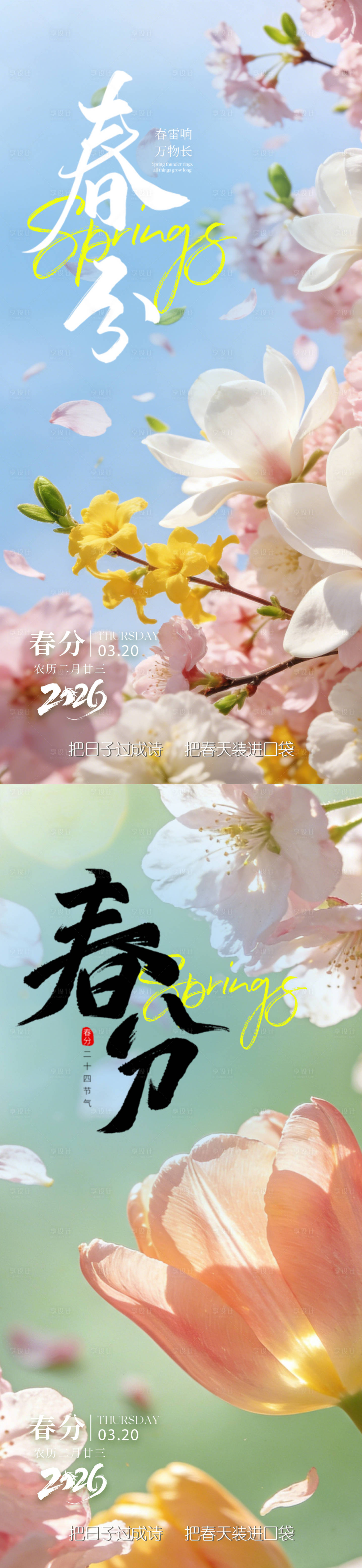 源文件下载【享设计】搜索编号：79490035880555113【春分节气海报】