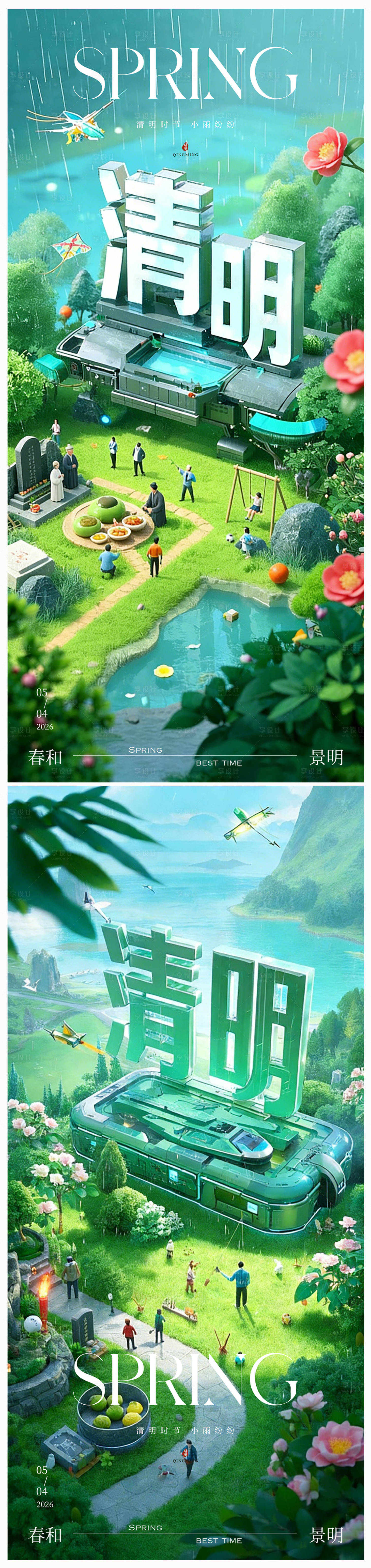 源文件下载【享设计】搜索编号：58530036044231500【地产清明节海报】