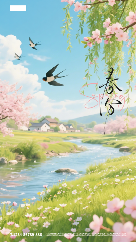 源文件下载【享设计】搜索编号：78590035769301196【春分春天乡村田野】