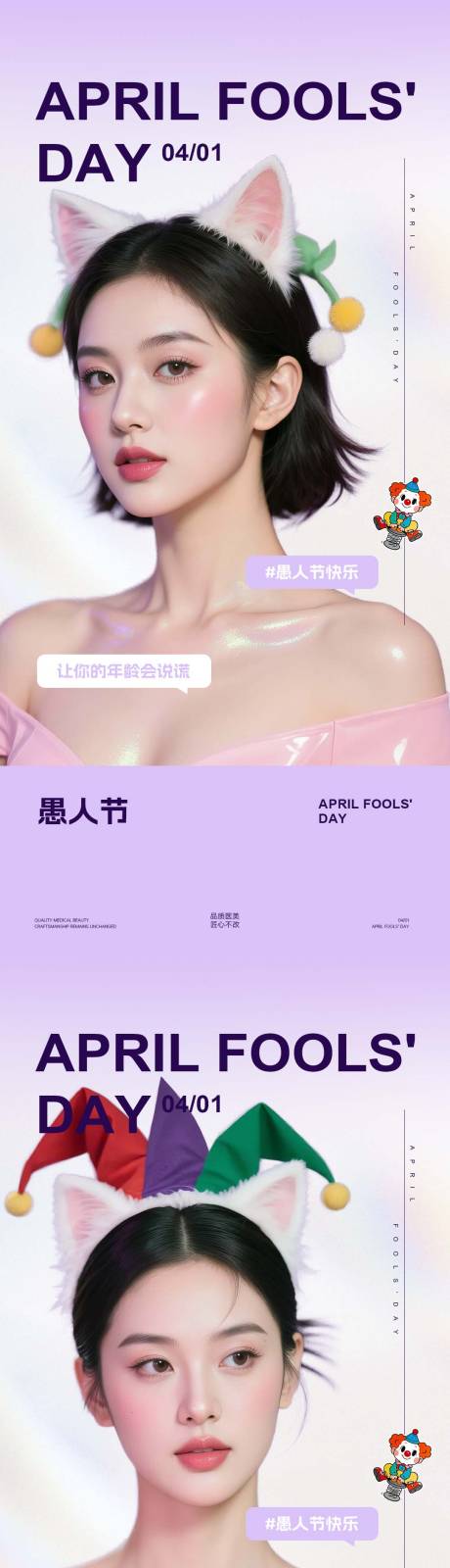 源文件下载【享设计】搜索编号：64460036098611612【美业愚人节早安日签海报】