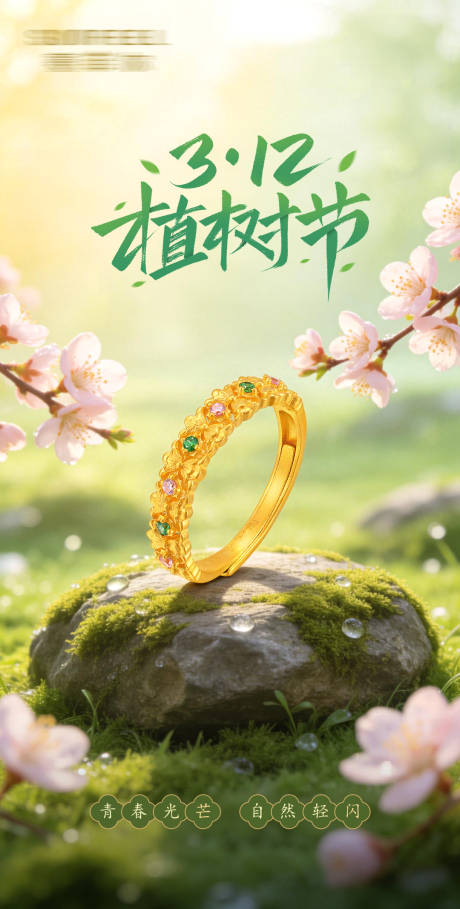 源文件下载【享设计】搜索编号：28240035978906016【植树节珠宝产品海报】