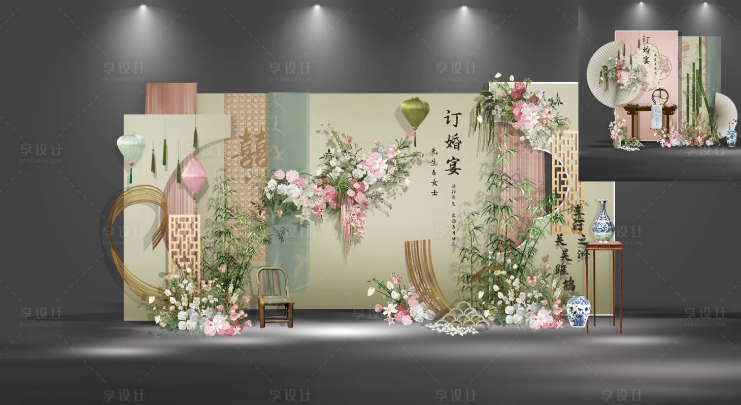 源文件下载【享设计】搜索编号：67160035711015449【订婚宴婚礼效果图堆头美陈】