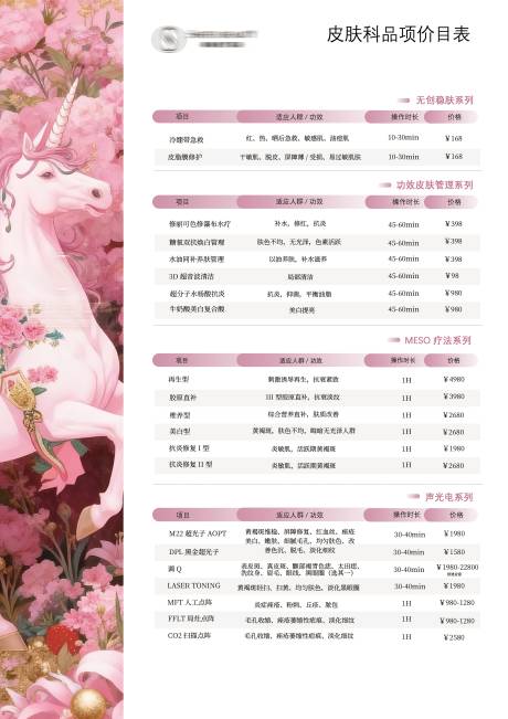 源文件下载【享设计】搜索编号：98810035965249277【医美项目系列价目表】