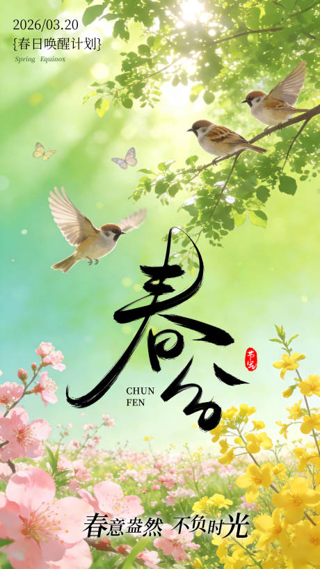 源文件下载【享设计】搜索编号：60940035893077784【春分二十四节气绿色春季节气海报设计】