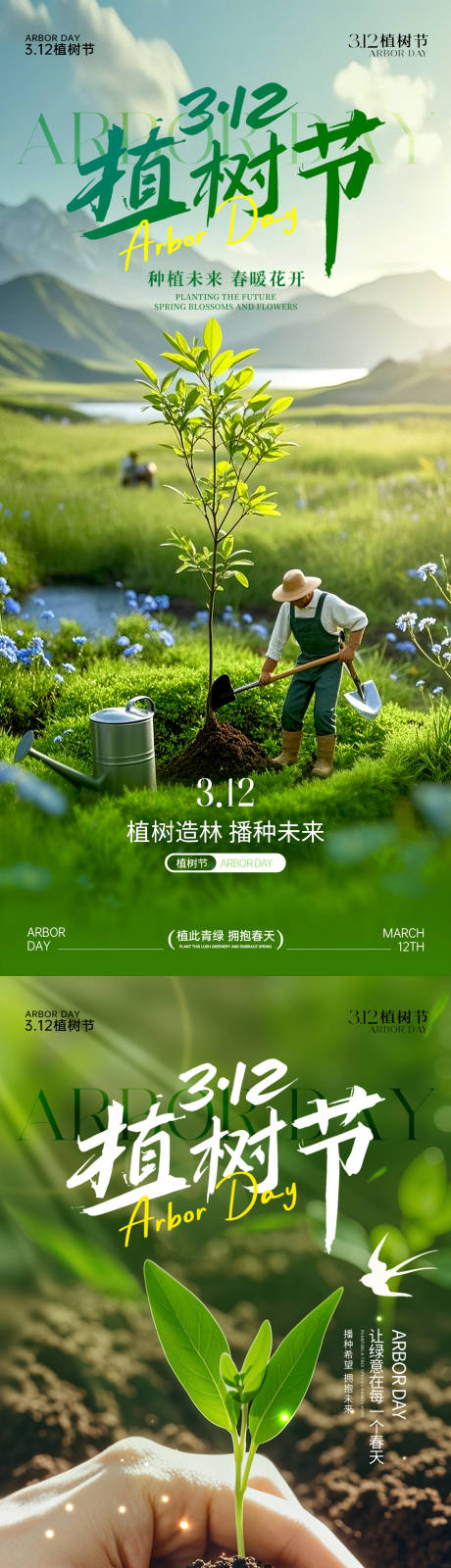 源文件下载【享设计】搜索编号：26050035739561430【312植树节系列海报】