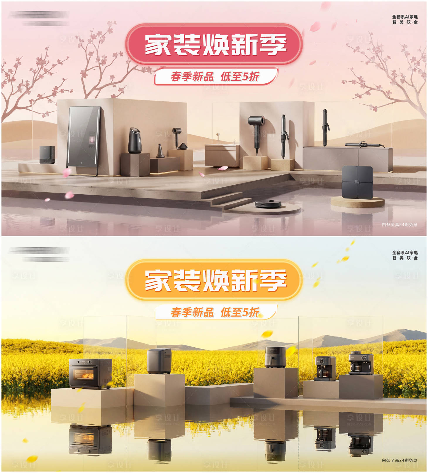 源文件下载【享设计】搜索编号：85580036048887758【电器新品背景板】