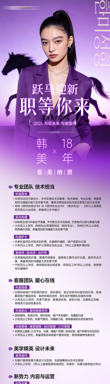 源文件下载【享设计】搜索编号：46650035842115100【医美马年招聘长图】