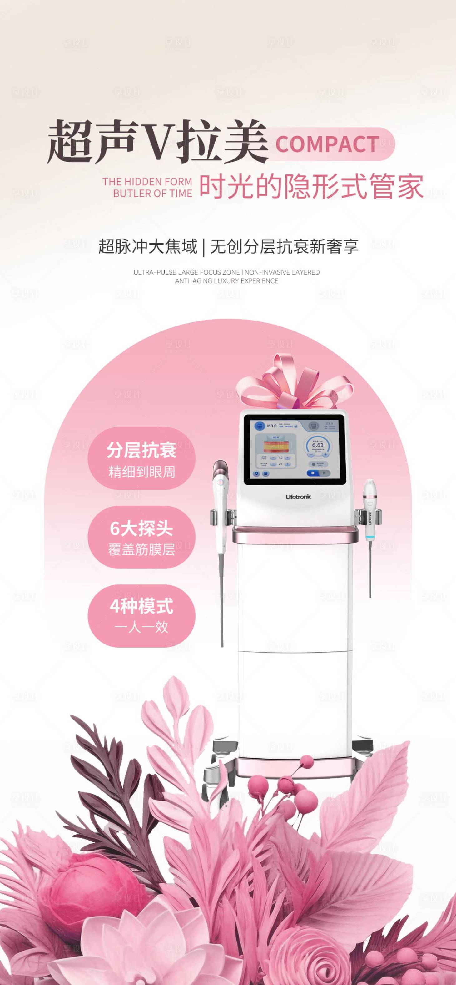 源文件下载【享设计】搜索编号：97390036046623862【医美超声V拉美仪器海报】