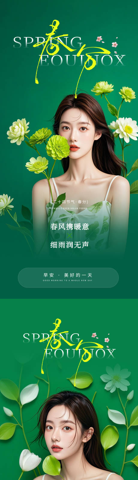 源文件下载【享设计】搜索编号：85270035812634901【医美春分早安海报】