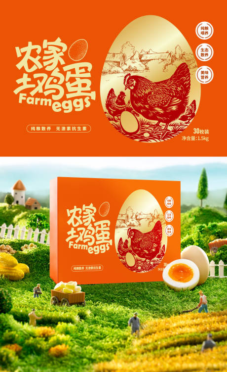 源文件下载【享设计】搜索编号：96790036098472088【农家土鸡蛋包装设计】