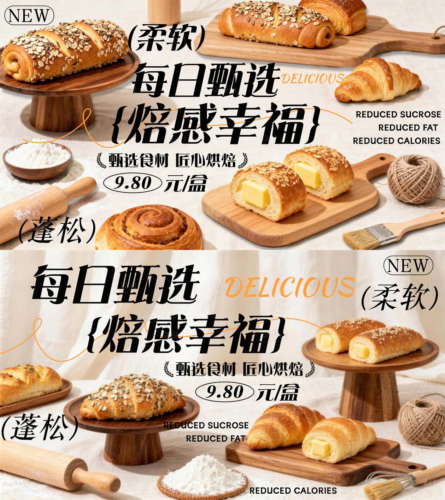 源文件下载【享设计】搜索编号：81320035637789542【面包海报展板】