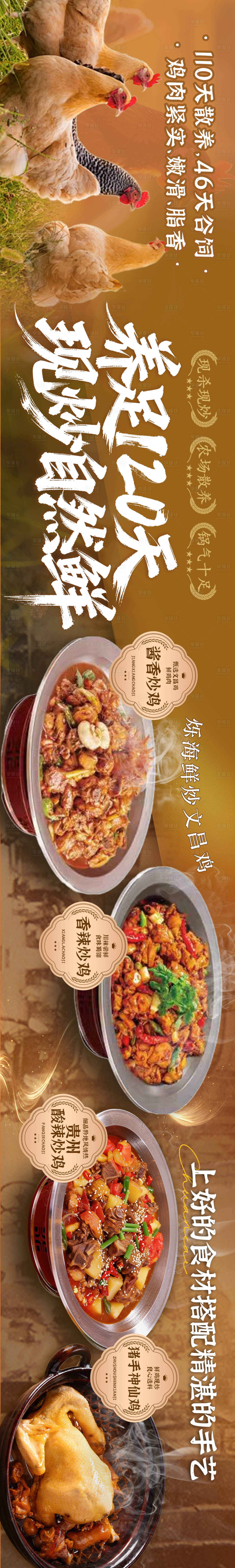 源文件下载【享设计】搜索编号：41700036106311664【炒鸡餐饮美食大众点评五连图复古风怀旧】