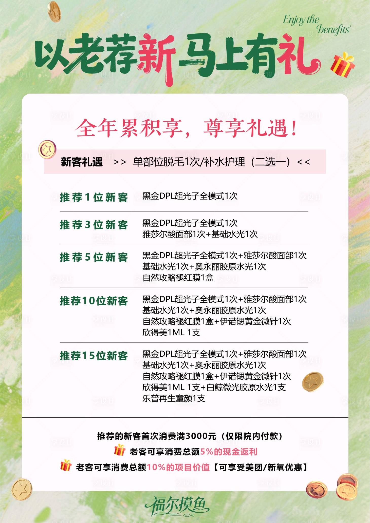 源文件下载【享设计】搜索编号：19670035660348318【医美以老带新活动宣传A4海报】
