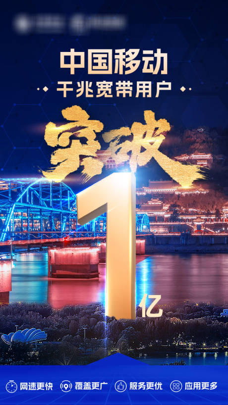 源文件下载【享设计】搜索编号：23500035824781612【宽带用户突破1亿海报】