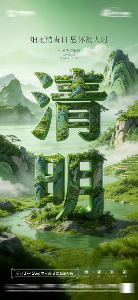 源文件下载【享设计】搜索编号：48460035907738411【地产清明节节日海报】