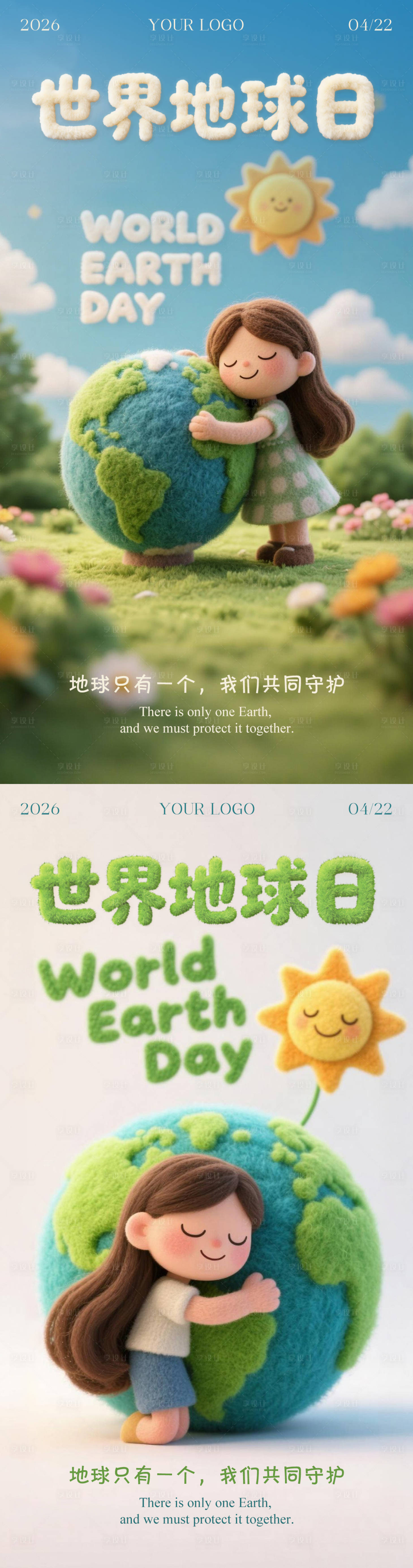 源文件下载【享设计】搜索编号：44250036124385785【世界地球日海报】