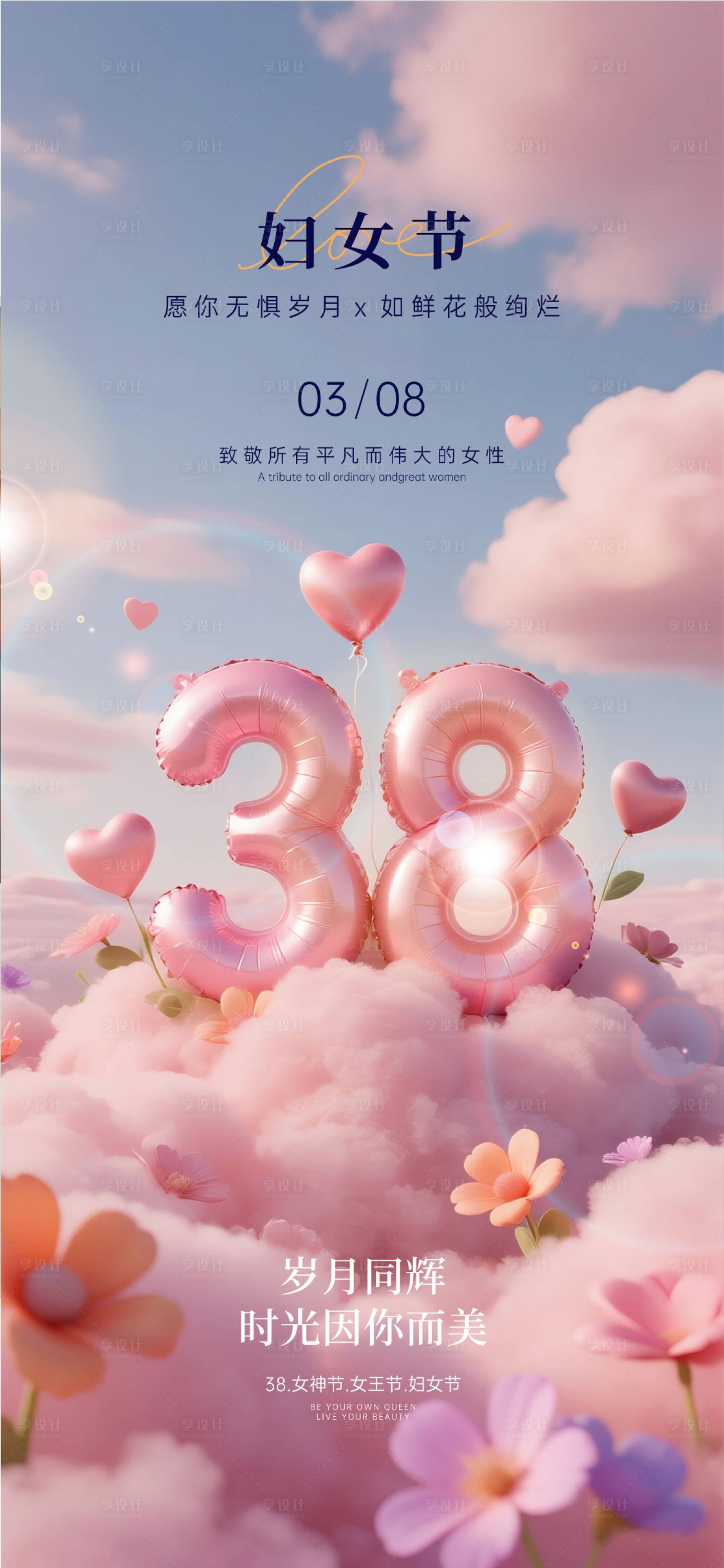 源文件下载【享设计】搜索编号：44000035622746711【38妇女节海报】