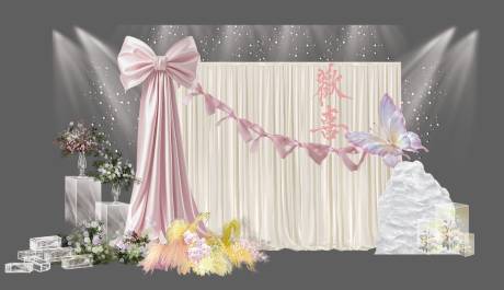 源文件下载【享设计】搜索编号：40260035626848403【粉色系婚礼美陈设计】