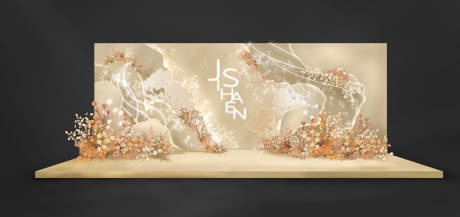 源文件下载【享设计】搜索编号：98620035710868516【新中式香槟色星空婚礼背景板】