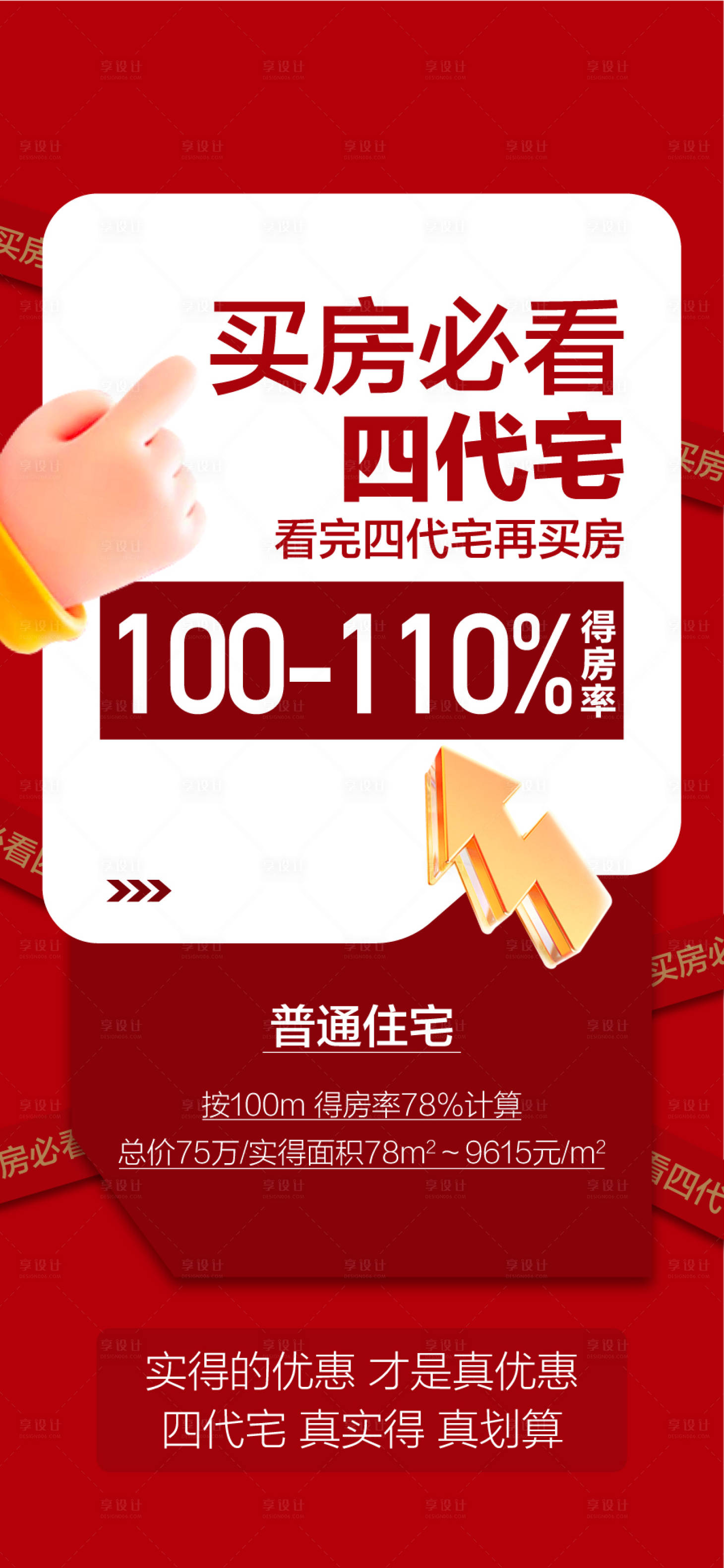 源文件下载【享设计】搜索编号：39800035969978315【买房必看四代宅成交热销海报】