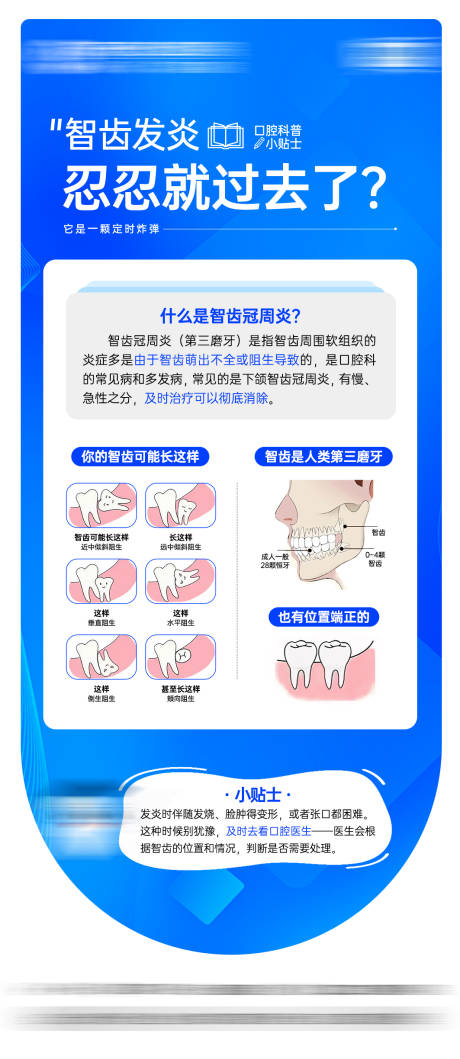 源文件下载【享设计】搜索编号：94240035939657129【智齿冠周炎科普海报】
