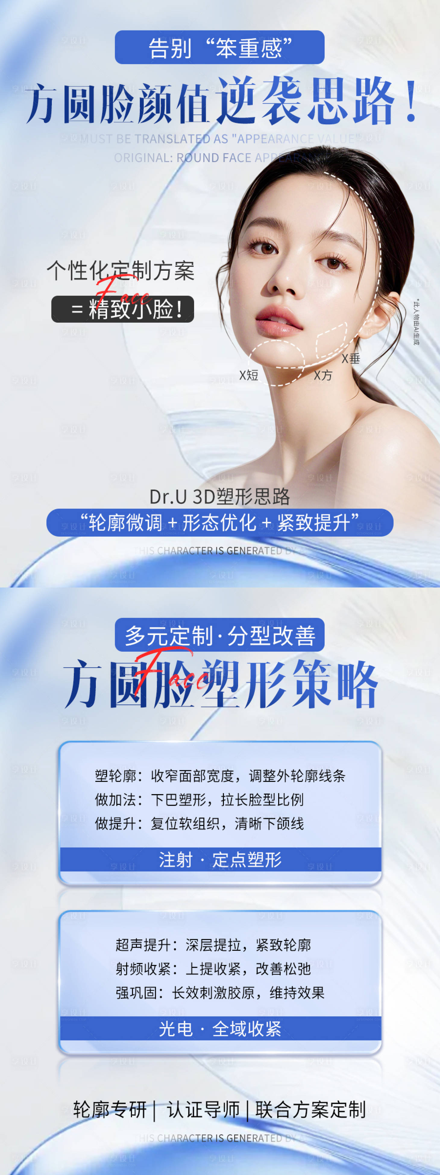 源文件下载【享设计】搜索编号：65320036026448412【医美方圆脸改善轮廓清晰线条质感美女浅】