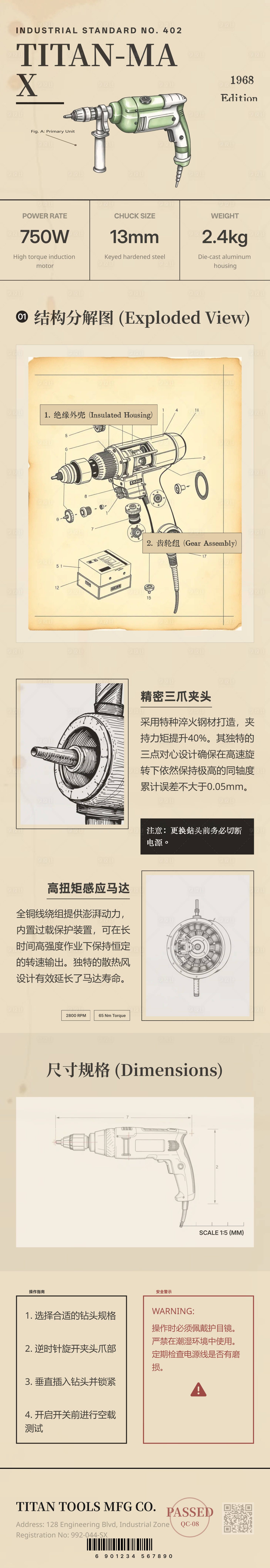 源文件下载【享设计】搜索编号：47690036100274438【复古电钻产品长图海报】