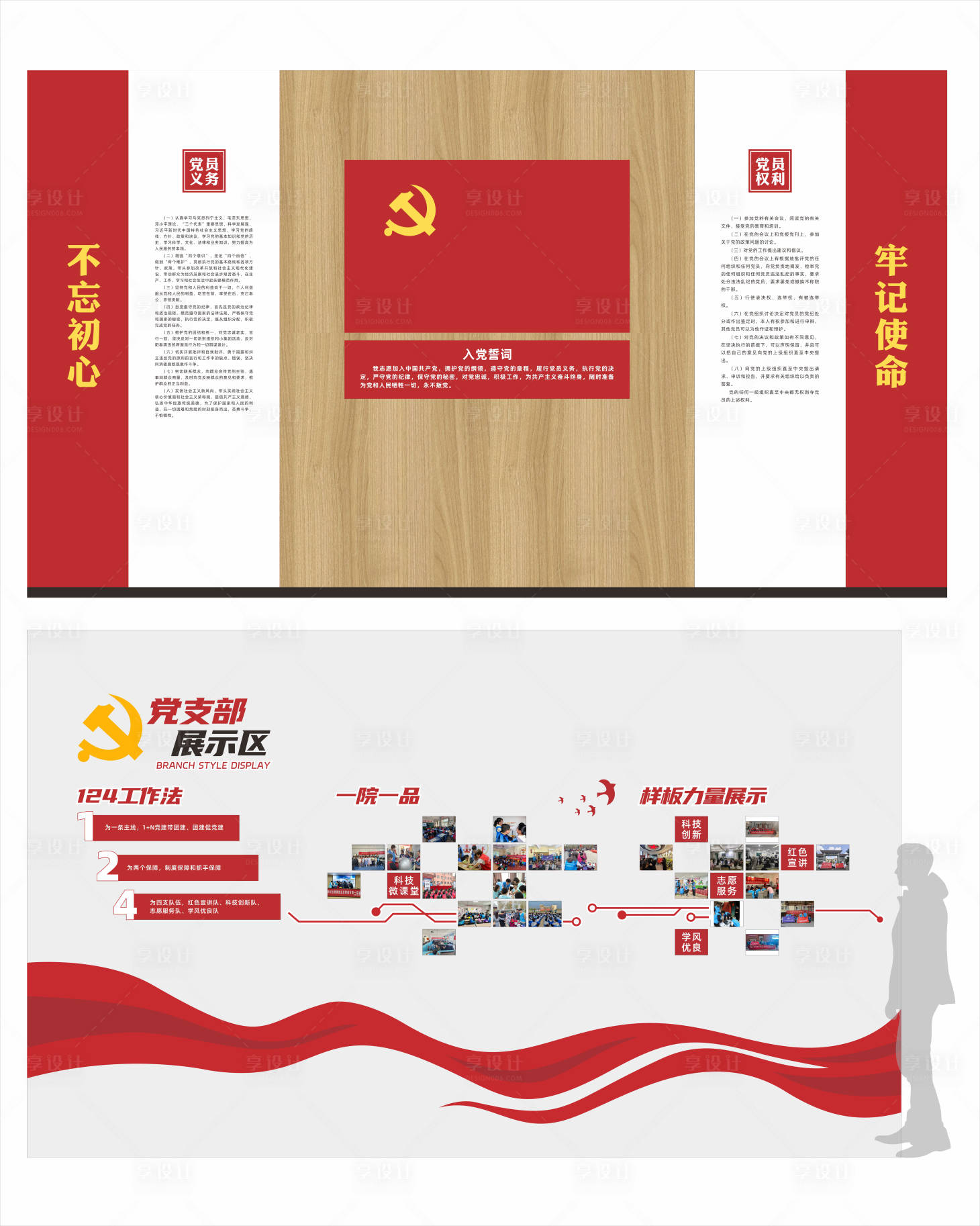 源文件下载【享设计】搜索编号：13630036120937472【党员活动室文化墙背景板】