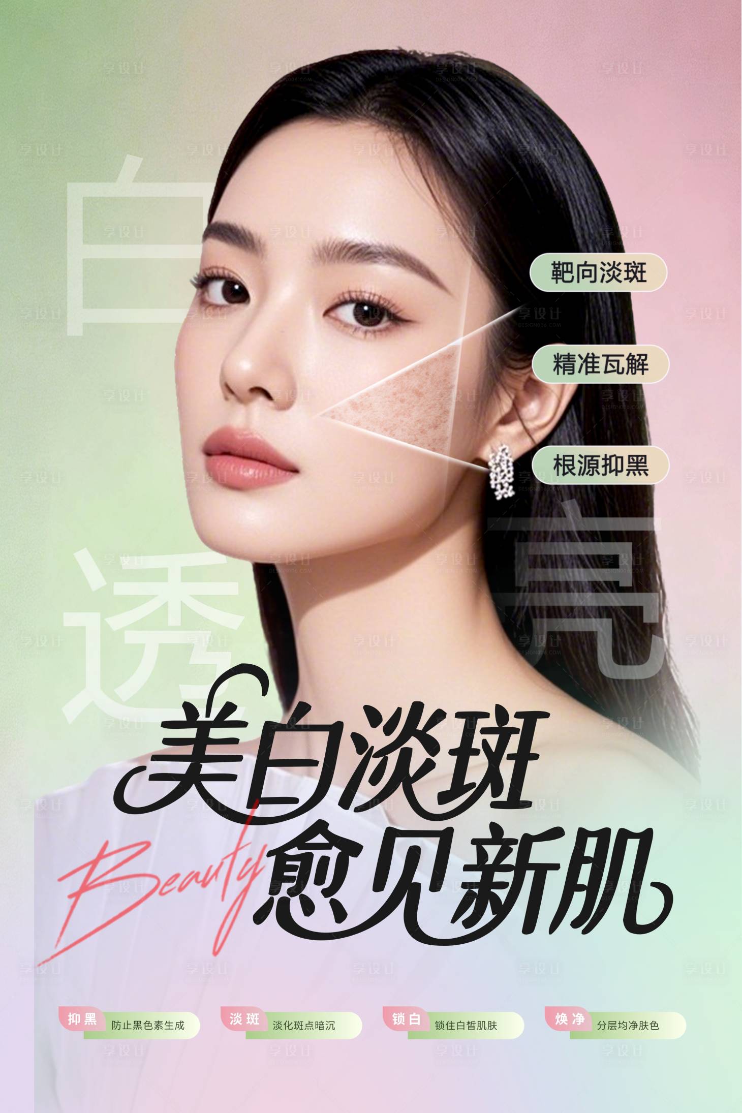 源文件下载【享设计】搜索编号：43560036104477382【医美三步美白淡斑祛斑创意海报】