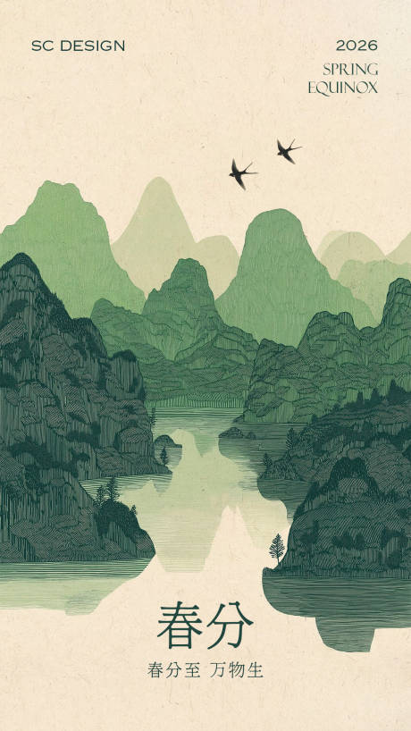 源文件下载【享设计】搜索编号：39440035750767576【春分节气海报】