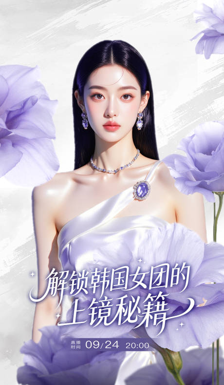 源文件下载【享设计】搜索编号：99880035827225996【人物海报-紫色系精致冷艳轻奢女团风】