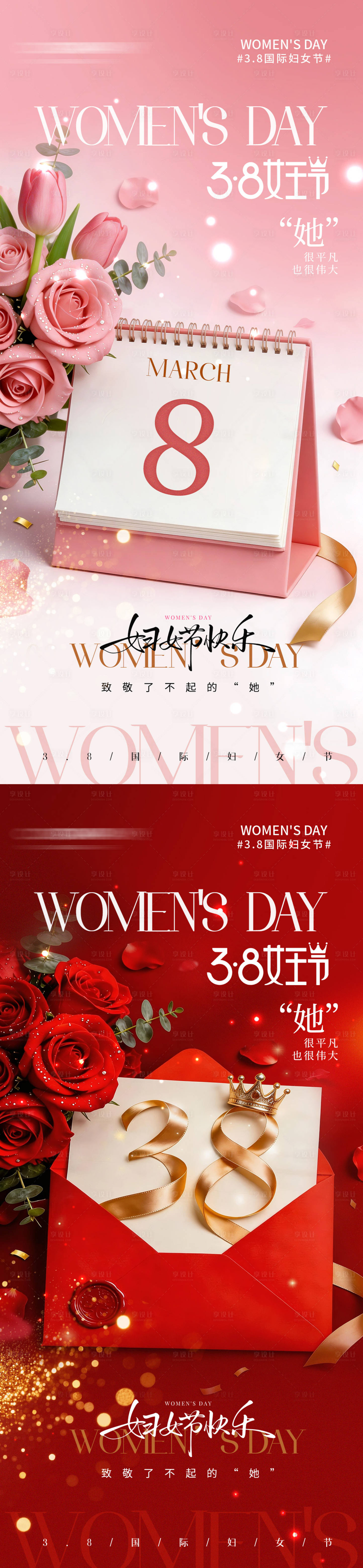 源文件下载【享设计】搜索编号：56140035686935280【38国际妇女节女神节系列海报】