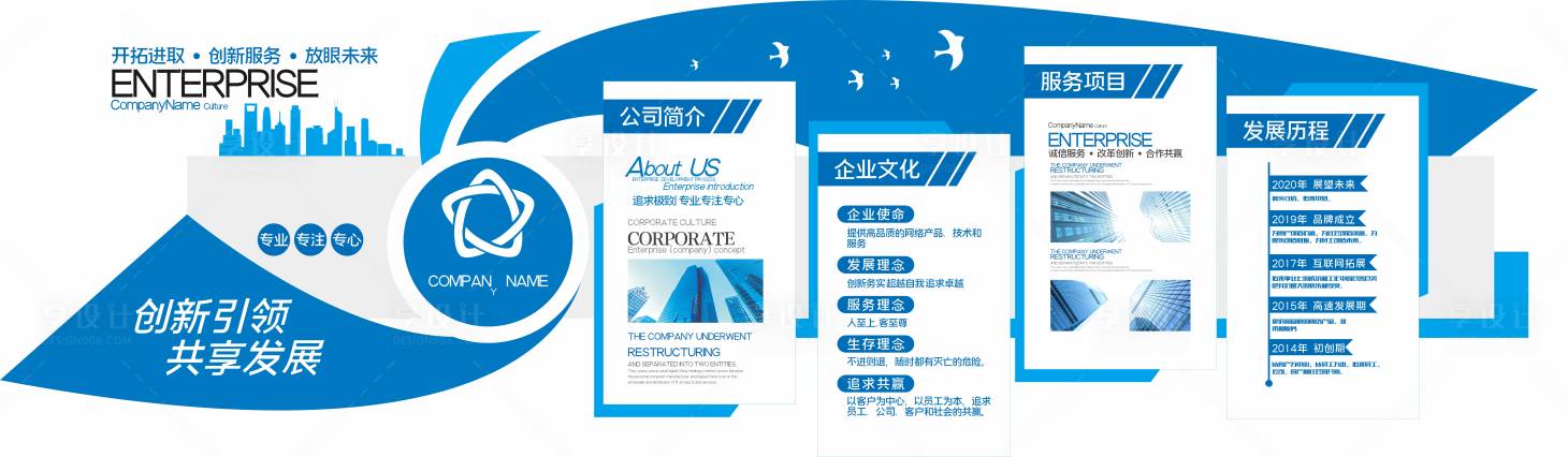 源文件下载【享设计】搜索编号：96260035929027100【企业创新文化展示墙】